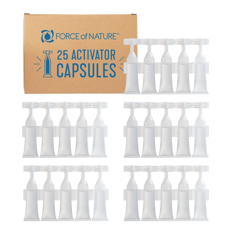 Force of Nature Activator Capsules - Concentrate Refill for Eco-Friendly, All-Purpose Disinfectant Cleaning Spray - Kitchen, Bathroom, Toilet, Glass - Cleaning Supplies, 25 count x 12 Fl oz - Image 1